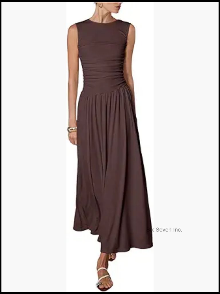 Polyester Maxi Dress Sleeveless Ruched A-Line Party Going Out